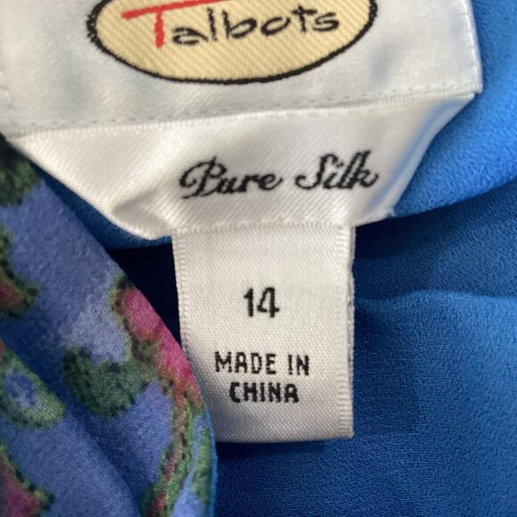 Talbots Womens Silk Midi Dress Multicolor Paisley Pattern V-Neck Spaghetti Strap - Picture 4 of 15